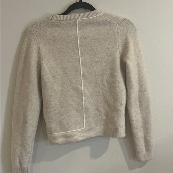 Zara Off-White Crewneck Sweater with Contrast Piping - Picture 2 of 3